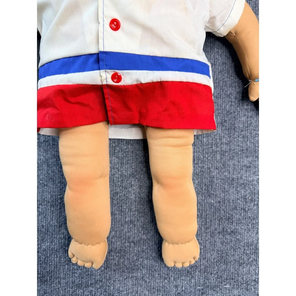 Vintage Handmade Soft Sculpture Cloth Doll Red Yarn Hair USA Shirt 21